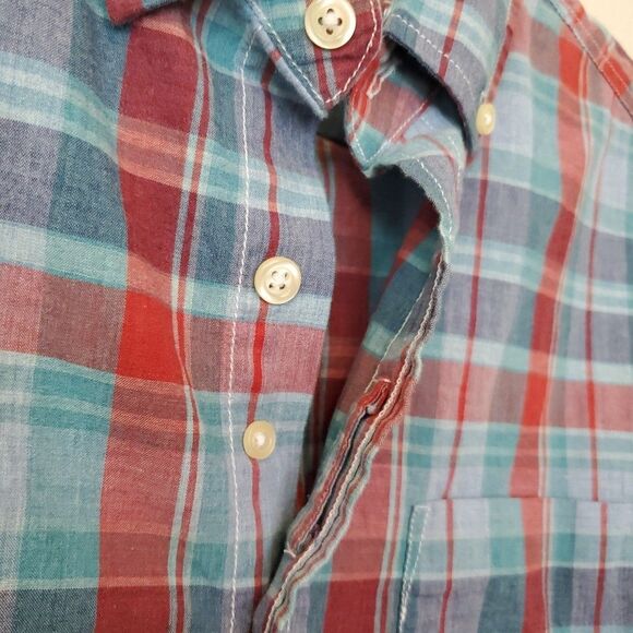 Johnnie O Hangin Out Mens M Plaid Button Up Shirt Short Sleeve Cotton JMWS4420 - Picture 4 of 16